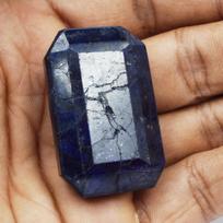 SERTIFIKUOTAS Mėlynasis safyras 189,55 ct Smaragdo pjūvio Natūralus Didelio dydžio Laisvas brangakmenis AR-2574-S 42.3 mm approx mėlyna