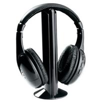 Belaidės ausinės virš ausų FM radijas PC TV ausinės siųstuvas su mikrofonu kompiuteriui juoda