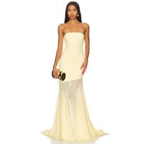 New Women's Tube Top Dress Slim-fitting Sexy Hip-wrapped Mesh Solid Color Dress XS šviesiai geltonos spalvos