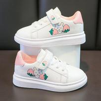 Girls' sports shoes 2025 autumn and winter new little white shoes breathable leather board shoes middle and older children and students flat sneake 26 rožinė