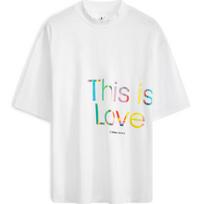 CALVIN KLEIN Jeans Rainbow Series Letter Colorful Print Cotton Loose Short Sleeve T-Shirt Men Moon White J323719YAF M