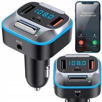 Transmiter Ładowarka Samochodowa Bluetooth Fm Aux Jack Samochodowy Usb C