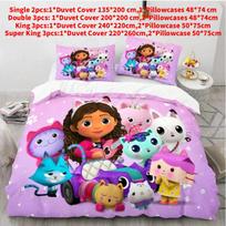 Gabbys Dollhouse Kids Bed Linen With 3d Pattern For Modern Room Single(135x200cm)