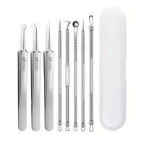 Blackhead 8-Piece Remover Kit – Stainless Steel Blemish  Acne Extraction Tools – Professional Pimple Popper Set For All Skin