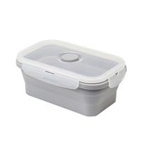 1200ml Collapsible Silicone Food Container Portable Bento Lunch Box Microware Home Kitchen Outdoor Food Storage Containers Box 1200ml pilka