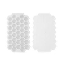 Honeycomb Silicone Ice Tray With Lid Easy-Release Flexible Ice Mold 37 Hexagonal Ice Maker Suitable For Whiskey Cocktails Refrigerator Freezing