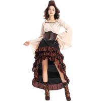Halloween costume, medieval ocean captain pirate queen waist lotus leaf dress, navigator cos costume S abrikosas