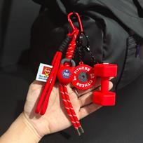 Barbell Plates Simulation Kettlebell Keyring Dopamine Fitness Series Pendant  Bodybuilder raudona