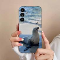 Seal Sea Phone Case For Samsung S25,24,23,22,21,S20,Ultra,Plus,FE Black Soft Cover SamsungS25ULTRA