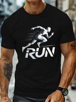 Men's Sunning Sport Casual Crew Neck T-Shirt with Runner Print - Casual, Comfy Polyester Tee for Summer Y2k Clothes Men T Shirts S įvairiaspalvis