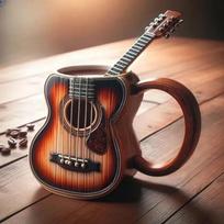 Resin Musical Instrument Coffee Mug Guitar Pattern Handcrafted Coffee Cup Durable Guitar Shaped Coffee Cup for Home Kitchen <50ml