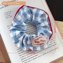 New Korean Mesh Headband Little Fresh High Elastic Hair Scrunchie Ruffle No Harm Ponytail Strap Women Girl Hair Accessory mėlyna