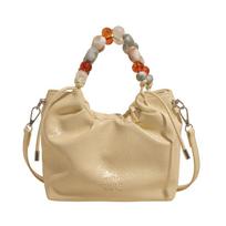 Messenger Bags Beading Handle Shoulder Bag Crossbody Bag Women's Shoulder Bag Silver PU Bag  Wallet geltona
