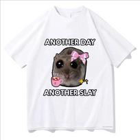 Have Another Day Another Slay Sad Hamster Print Pattern T Shirts UnisexWomen Harajuku Aesthetic Tshirt Vintage Unisex Streetwear S