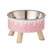 Fashion Cartoon High Leg Pet Bowl Ice Cream Modeling Stainless Steel Non-slip Feeding Bowl for Small Medium Pets rožinė