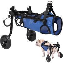 Disabled Dog Wheelchair Cart Adjustable Pet Mobility Aids For Cat Dog Rehabilitation Walking Aid Height Adjustable Full Size Fit (Blue,XS) mėlyna