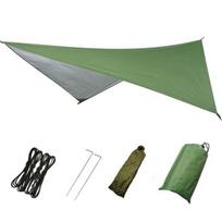 Tent Waterproof Lightweight Polyester Rain Hiking Tarp Cover for Fly Hammock žalia