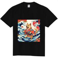 Shiba Inu Kimono T-Shirt Japanese Wave Ukiyo-e Art Dog Graphic Tee Streetwear S įvairiaspalvis