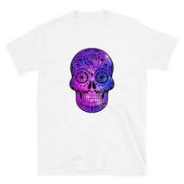 Skull Trippy Hippie Space Blue T-Shirt S įvairiaspalvis