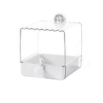 Transparent Parrot Bath Multi-functional Splash Proof Birdbath Feeder Bottom Drawer Food Holder Box Bird Bathtub