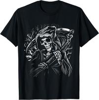 New Limited Grim Reaper Skull Death Scythe Dead Gothic Horror T-Shirt S įvairiaspalvis