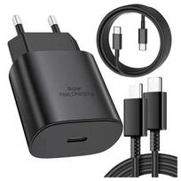 Ładowarka Sieciowa Oryginalna Samsung Usb-C 25W + Kabel Usb-C 1.8 M, Super Fast Charge, Szybkie Ładowanie, Zestaw Premium - Czarna