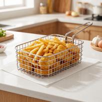 Stainless Steel Fry Basket for Deep Frying Rectangular Wire Mesh Frying Basket with Handle for Kitchen and Outdoor Use one size sidabras