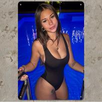 DORA Tin Sign Sophie Rain Metal Wall Sign Female Portrait Office Decor xcm 20x30cm（7.8x11.8inch）