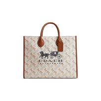 COACH handbag Ace 35 Logo Carriage Pattern Print Cow Leather Tote Bag Tote Bag Shopping Bag Shoulder Crossbody Large Women's Chalk White with High balta