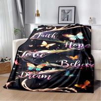 Black White Gold Paw Print & Heart Flannel Blanket, Soft Cozy Warm Throw for Bed Sofa Couch, Lightweight All Season Plush Cover 80cm x 120cm