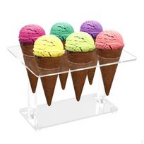 6 Holes Clear Acrylic Ice Cream Cone Holder sushi Roll Stand for Cupcake, Sugar, Popcorn, Restaurant