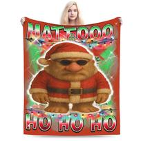 Mateo Sahur Santa Claus Italian Brainrot Christmas Blanket Warm Soft  Throw Blanket Autumn Airplane Couch Bed Novelty Bedspread 75x90cm