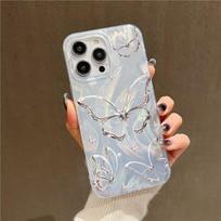 For iPhone 14 13 15 16 17 Pro Max Case Luxury Laser Silver Butterfly Phone Case for iPhone 16E 11 12 Pro Max  7 8 16 Plus Case For iPhone 16Pro Max