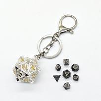 1 Set TRPG Hollow Metal Dice Keychain DND Polyhedral Dice Keychain  Birthday Gift Style 6