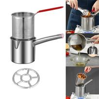 Deep Fryer Pot Frying Pan Portable for French Fries, Chicken, with Strainer Basket, Japanese Tempura basket  rack 1.2L
