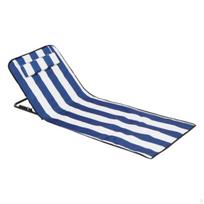 Sulankstoma paplūdimio kėdė su reguliuojamu atlošu, kilimėlis, skirtas parko kiemui Blue White Stripes
