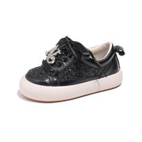 Children Sports Shoes Little Girls Rhinestone Sequin Casual Shoes Soft Sole Fashion Kids Shiny Running Shoes Anti-Slippery 26 juoda