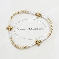 Vlen Christian Cross Bracelets Pearl 18 K Gold Plated Beads Mixed Bracelet for Women High Quality Jewelry