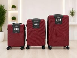 Premium klasės kelioninių lagaminų rinkinys (3 vnt.) – bordo