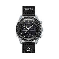 Swatch Omega Bendradarbiavimo Kvarcinis Laikrodis Augalinės Kilmės Keraminis Vyriškas Laikrodis 42mm Juodas Ciferblatas Bio-Keraminis Korpusas Nailoninis Dirželis Vyriški laikrodžiai SO33M100 Black Dial