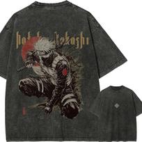 Kakashi Hatake Ninja Tshirt Naruto Shippuden Tee Vintage Washed Oversized Retro Anime Harajuku Streetwear Manga Mens Clothes M