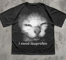 I need Ibuprofen Funny Vintage Graphic Cat T-Shirt M gray