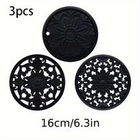 3Pcs Silicone Heat Insulation Pads |   Multifunctional Patterned Heat-Resistant Mat Suitable For Countertop Tables And For Placing Hot Pots 16cm / 6.3inch juoda
