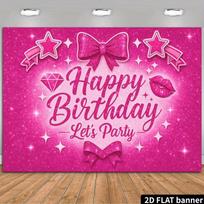 2D Pink Glitter Birthday Backdrop Sweet Sixteen & Bachelorette Celebration Background 47.2x31.5inch/120*80cm