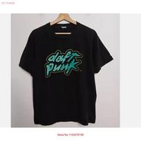 Daft Punk Band Logo Basic Black T Shirt Full Size S 5XL vintage Washed Versatile Stylish Stretched homme Casual Comfortable S įvairiaspalvis