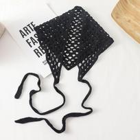 Hollow Out Knitted Triangular Bandanas For Women Head Wrap Kerchief Handmade Crochet Headscarf Triangle Scarf Latest Korean Style 32X73CM