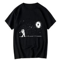 2026 New Summer Funny Astronaut Print T Shirt Loose Women Tshirt Short Sleeve Tshirt  Casual Short Sleeve Crew Neck Tee Tops S