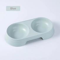 Environmentally friendly and durable pet double bowl anti slip base universal drinking and eating double bowl supplies for pets mėlyna