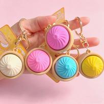 5pcs Realistic Steamed Bun Squishy Keychain, Cute Press Fidget Toy Stress Relief Hanging Pendant 5pcs