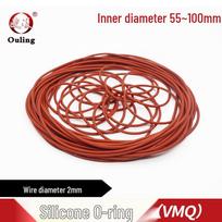 Red Silicone O-Ring, 55-100mm Outer Diameter, 2mm Thick, High Elasticity 55*2mm (1 piece) Red Silicone O-ring